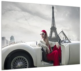 Tablou cu turnul Eiffel și mașina (70x50 cm), în 40 de alte dimensiuni noi