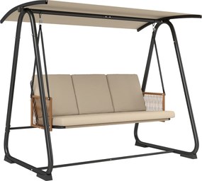 Outsunny Leagăn Hollywood, leagăn de grădină 3 locuri cu copertină reglabilă pernuță șezut detașabilă și respirabilă | Aosom Romania