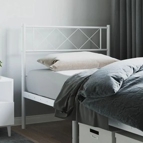 372352 vidaXL Tăblie de pat metalică, alb, 75 cm