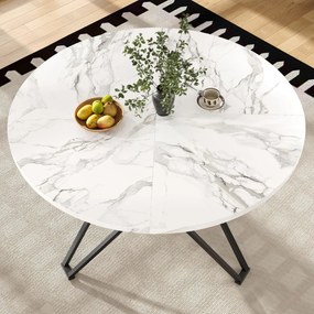 Masă rotundă pentru 4 persoane, Alb+Negru | Aosom Romania