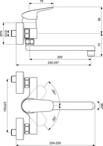 Baterie de bucatarie Ideal Standard Ceraflex, 1/2'', montare pe perete, monocomanda, pivotanta, crom - B1730AA