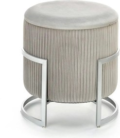Taburet CRICKET, stofa catifelata gri deschis, cu spatiu depozitare, 4