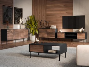 Set mobilier living Hermano II (Negru + Nuc warnia) . 1105958