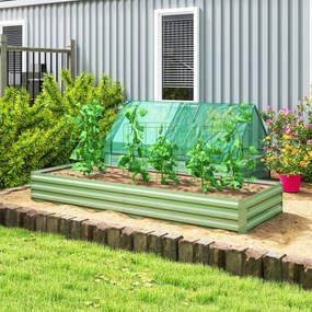 Outsunny Bara de flori înălțată din oțel, Fund deschis, Asamblare ușoară, 241L x 90,5L x 30H cm, Verde | Aosom Romania