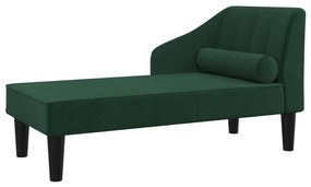 340730 vidaXL Șezlong cu suport, verde închis, material textil
