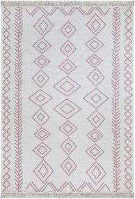 Covor 23000A, 60x100 cm, forma dreptunghiulara, bumbac, alb/roz