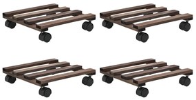 vidaXL Suport cu role pentru plante, 4 buc., 25x25 cm, lemn de cedru
