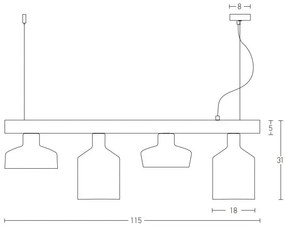 Lustra suspendata design decorativ Kinsey lemn/metal