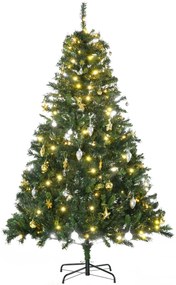 HOMCOM albero di natale a led albero di natale con luci led albero di natale già decorato albero di natale pvc Verde Φ112 × 180cm