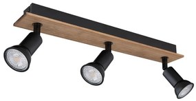 Plafoniera cu 3 spoturi directionabile design modern DREW maro inchis, negru mat