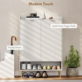 HOMCOM Scarpiera Salvaspazio pentru 24 de Perechi de Încălțăminte cu 3 Rafturi Detașabile și Raft Inferior | Aosom Romania