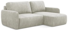 Colțar crem extensibil/cu spațiu de depozitare cu tapițerie din chenille (cu colț pe partea dreaptă/cu șezlong) Lilo – Makamii