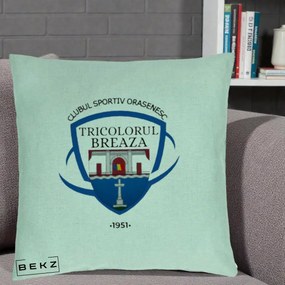 Perna Personalizata CSO Tricolorul Breaza 1951, 40x40 cm, Verde Menta, Husa Detasabila, Perna Inclusa, BEKZ®