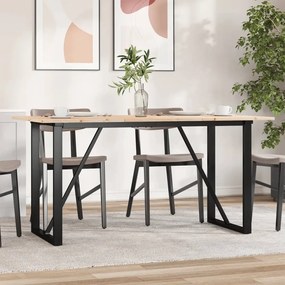 vidaXL Masă de bucătărie, cadru O, 140x80x75cm lemn masiv pin și Oţel