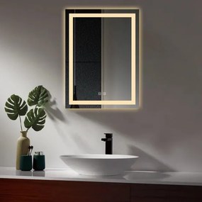 Oglindă Baie LED și Dezaburire Elit's Premium cu Senzor Touch, Lumina Rece, Caldă și Neutră, 60x80cm