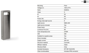 Stalp LED iluminat exterior IP55 GLINT 2700K H-70cm gri