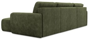 Colțar verde extensibil/cu spațiu de depozitare cu tapițerie din chenille (în formă de "U") Lilo – Makamii