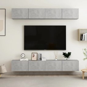 3079061 vidaXL Dulapuri TV, 4 buc, gri beton, 100x30x30 cm, lemn prelucrat