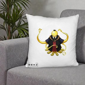 Perna Personalizata Assassination Classroom Koro-sensei, 40x40 cm, Alb Pufos, Husa Detasabila, Perna Inclusa, BEKZ®