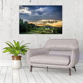 Tablou cu peisaj și raze de soare (90x60 cm)
