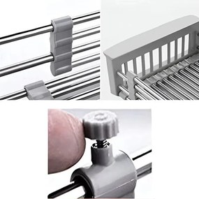 Resigilat: Suport reglabil de depozitare si scurgere Sinkmate, Instalare usoara, Compact, Pana la 10 kg, Gri/Argintiu