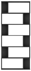 Bibliotecă/separator cameră, negru, 80 x 24 x 192 cm, pal