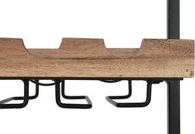 Suport pentru sticle din lemn de acacia și metal, 35x25x75 cm, finisaj natural/negru