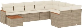 vidaXL Set canapele de grădină cu perne, 10 piese, bej, poliratan
