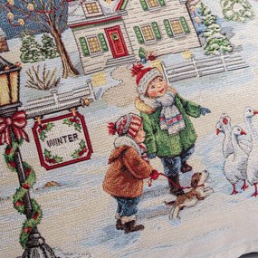 Față de pernuță tip goblen CRĂCIUN ALB 45 x 45 cm