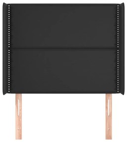 Tablie de pat cu aripioare, negru, 83x16x118 128 cm, piele eco 1, Negru, 83 x 16 x 118 128 cm