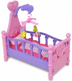 vidaXL Pat de jucărie păpuși pentru camera de joacă a copiilor, roz + violet