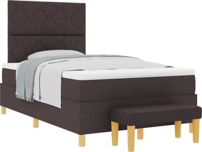 vidaXL Pat cu arcuri cu saltea Maro închis 120 x 190 cm țesătură