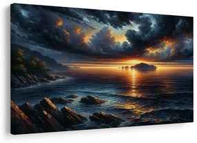 Tablou apus dramatic de soare la mare