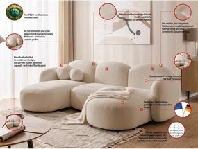 Colțar maro deschis cu tapițerie din țesătură bouclé (în formă de "U") Orbit – Ropez