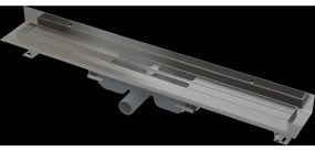 Rigola de dus Wall Low 115 cm, cu margine pentru gratar plin si guler fixat la perete, otel inoxidabil 1150 mm