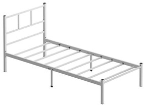 Pat metalic pentru o persoană ROVAN 90x200 cm, alb, sarcină maximă 120 kg