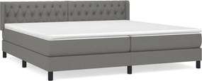 vidaXL Pat box spring cu saltea, gri închis, 200x200 cm, textil
