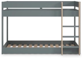 Pat pentru copii verde prăfuit supraetajat cu somieră 90x190 cm Angel – Marckeric