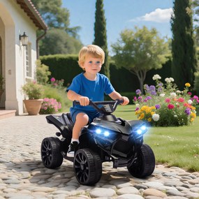 AIYAPLAY ATV Electric 6V pentru Copii, Vehicul cu 4 Roți cu Muzică și Faruri LED, pentru Vârste între 3-8 Ani, Negru | Aosom Romania