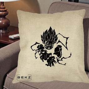 Perna Personalizata Dragon Ball Goku Super Saiyan Silueta, 40x40 cm, Crem, Husa Detasabila, Perna Inclusa, BEKZ®