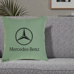 Perna Personalizata cu emblema Mercedes-Benz, 40x40 cm, Verde, Husa Detasabila, Perna Inclusa, BEKZ®