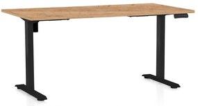 Masă înălțime reglabilă OfficeTech B, 160 x 80 cm, picioare negre, stejar kraft