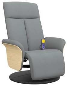 vidaXL Fotoliu rabatabil masaj cu suport picioare gri deschis textil