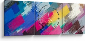 Tablou - Dungi colorate cu pensula (cu ceas) (90x30 cm)