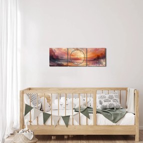 Tablou - Răsărit pictat (cu ceas) (90x30 cm)