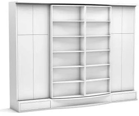 Pat rabatabil Dublu cu biblioteca si dulapuri - Sliding Suit (Suit Bed) 140X200 - Alb Mat