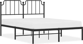 vidaXL Cadru de pat metalic cu tăblie, negru, 135x190 cm