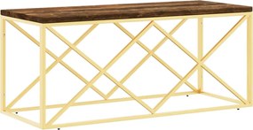 vidaXL Masă de cafea din oțel inoxidabil și lemn masiv reciclat