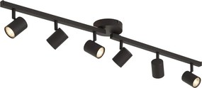Spot de tavan modern negru cu 6 lumini GU10 de 50 mm cu iluminare de fundal și întrerupător cu 3 căi - Back Up