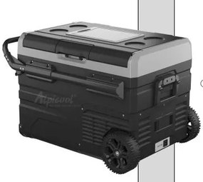 Outsunny Frigider Auto 40L cu Iluminare LED Compresor Frigider Portabil cu Mânere Role de Transport Barcă Călătorii 12/24V DC și 110-240V AC Gri+Negru | Aosom Romania